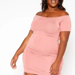 Asoph Plus Size Basic Off Shoulder Bodycon Mini Dress