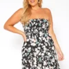 Asoph Plus Size Smocked Floral Print Mini Dress