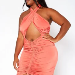 Asoph Plus Size Halter Neck Ruched Bodycon Mini Dress -Femme Avid Sales Store 2018349 109 2