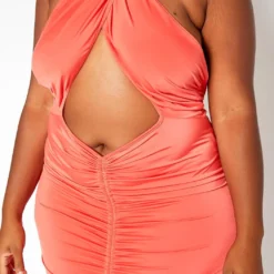 Asoph Plus Size Halter Neck Ruched Bodycon Mini Dress -Femme Avid Sales Store 2018349 109 4
