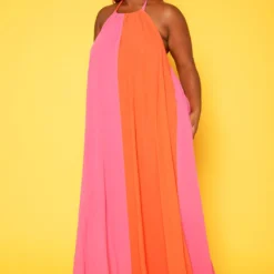 Plus Size Color Splice Flare Maxi Dress -Femme Avid Sales Store 2018762 128 2