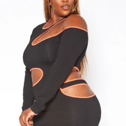 Plus Size Neon Trim Cut Out Bodycon Mini Dress -Femme Avid Sales Store 2018763 276 1