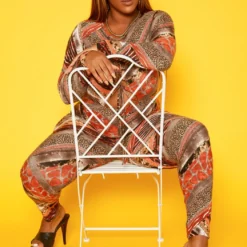 Plus Size Animal Print Bodycon Jumpsuit