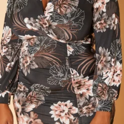 Plus Size Floral Print Bodycon Mini Dress -Femme Avid Sales Store 2018841 001 0