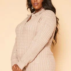 Plus Size Cable Knit Long Sleeve Romper -Femme Avid Sales Store 2019154 190 1
