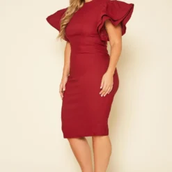 Plus Size Angel Sleeve Midi Dress -Femme Avid Sales Store 2019156 283 2