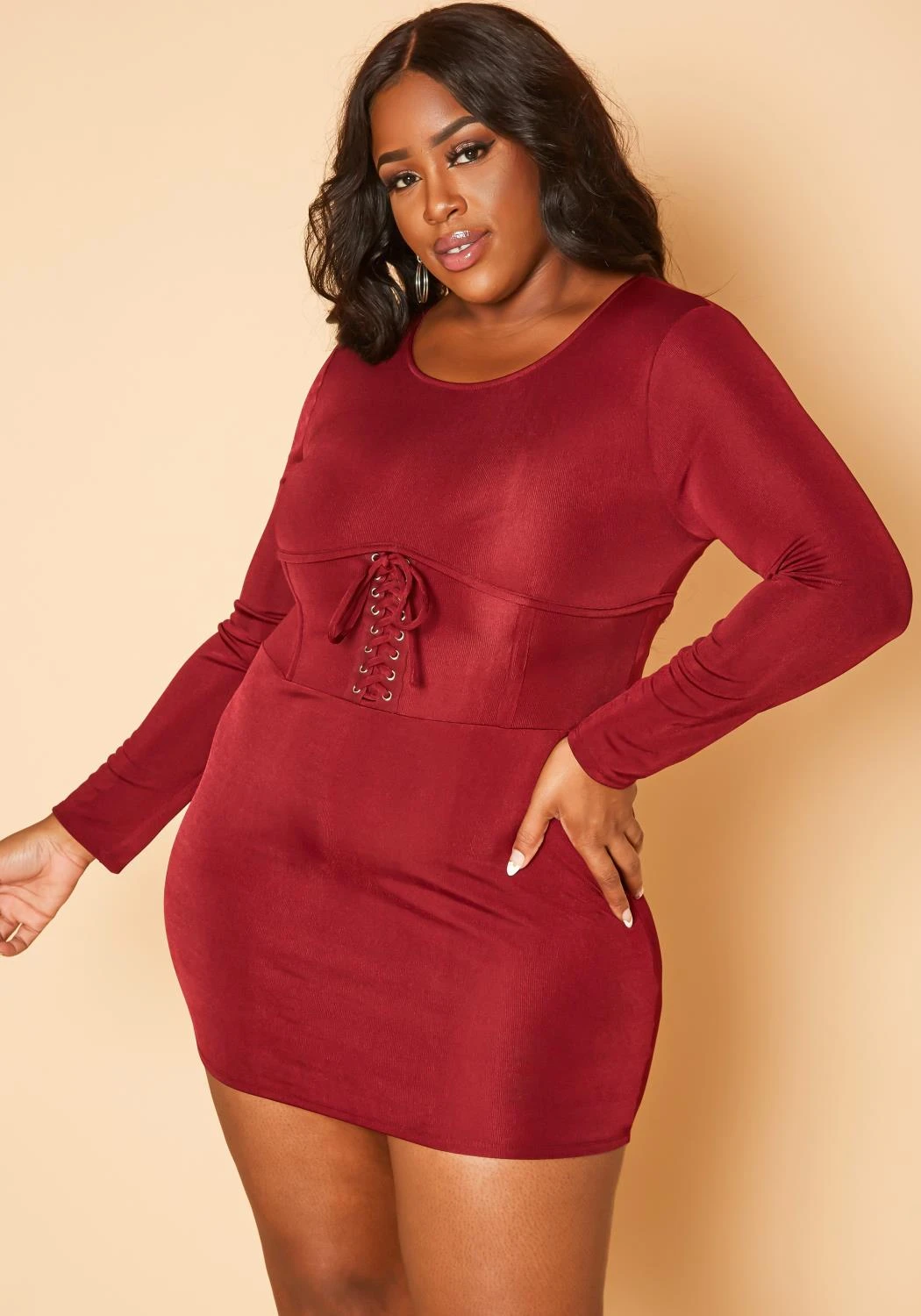 Plus Size Corset Effect Bodycon Mini Dress