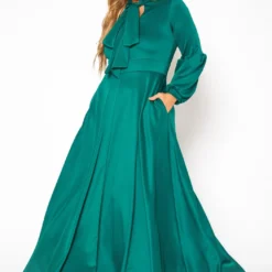 Plus Size Bow Front Fit & Flare Maxi Dress