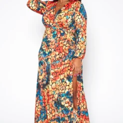 Plus Size Rocky Print Fit & Flare Maxi Dress