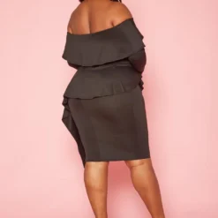Plus Size Asymmetric Peplum Off Shoulder Mini Dress -Femme Avid Sales Store 2019335 001 3