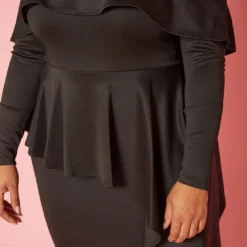 Plus Size Asymmetric Peplum Off Shoulder Mini Dress -Femme Avid Sales Store 2019335 001 4