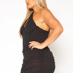 Plus Size Bustier Asymmetric Sleeve Mini Dress -Femme Avid Sales Store 2019561 001 1