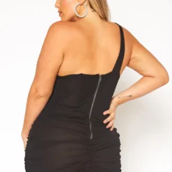 Plus Size Bustier Asymmetric Sleeve Mini Dress -Femme Avid Sales Store 2019561 001 2