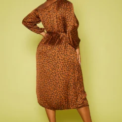 Plus Size Leopard Print Belted Satin Midi Dress -Femme Avid Sales Store 2019623 106 3