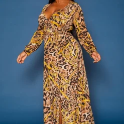 Plus Size Chainlink Leopard Print Fit & Flare Maxi Dress -Femme Avid Sales Store 2019702 001 2