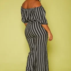 Plus Size Off Shoulder Stripe Jumpsuit -Femme Avid Sales Store 2019704 001 3