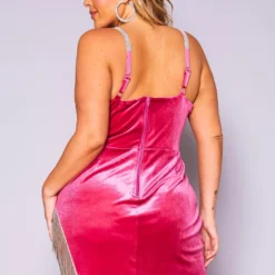 Plus Size Crystal Detailed Velvet Mini Dress -Femme Avid Sales Store 2019726 001 4