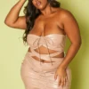 Plus Size Faux Leather Cut Out Tube Mini Dress