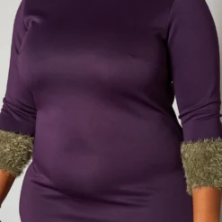 Plus Size Fuzzy Knit Trim Midi Dress -Femme Avid Sales Store 2019778 001 4