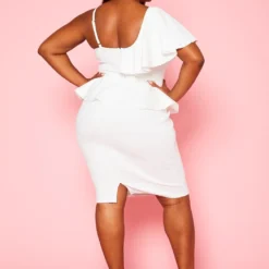 Plus Size Ruffle Hem One Sleeve Mini Dress -Femme Avid Sales Store 2019870 001 5