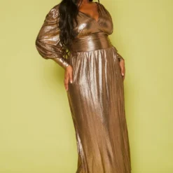 Plus Size Bronze Flare Maxi Dress -Femme Avid Sales Store 2019873 001 1