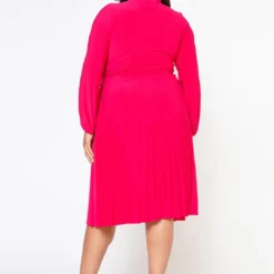 Plus Size Bow Collar Pleated Fit & Flare Dress -Femme Avid Sales Store 2019881 006 4