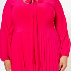 Plus Size Bow Collar Pleated Fit & Flare Dress -Femme Avid Sales Store 2019881 006 5