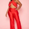 Plus Size Halter Neck Flare Jumpsuit