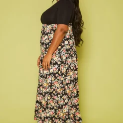 Plus Size Floral Print Flare Maxi Dress -Femme Avid Sales Store 2019938 001 2