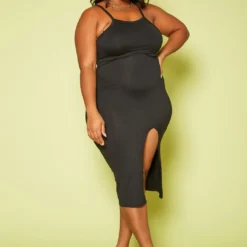 Plus Size Basic Slit Hem Cami Dress -Femme Avid Sales Store 2020030 001 0