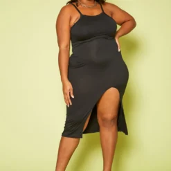 Plus Size Basic Slit Hem Cami Dress