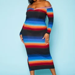 Plus Size Gradient Print Bodycon Maxi Dress -Femme Avid Sales Store 2020113 002 2