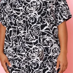 Plus Size Rose Bloom Print Midi Dress -Femme Avid Sales Store 2020140 001 10