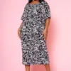 Plus Size Rose Bloom Print Midi Dress