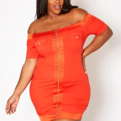 Plus Size Off Shoulder Bodycon Mini Dress