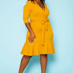 Plus Size V Neck Flare Mini Dress -Femme Avid Sales Store 2020159 007 2