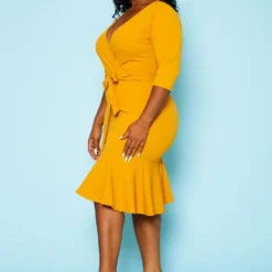 Plus Size V Neck Flare Mini Dress -Femme Avid Sales Store 2020159 007 3