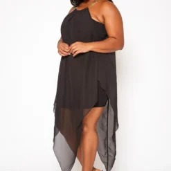 Plus Size Asymmetric Chiffon Flare Dress -Femme Avid Sales Store 2020177 001 2