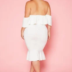 Plus Size Off Shoulder Ruffle Hem Midi Dress -Femme Avid Sales Store 2020207 001 3