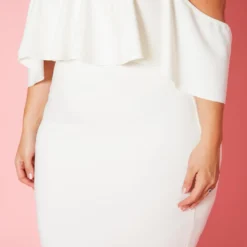 Plus Size Off Shoulder Ruffle Hem Midi Dress -Femme Avid Sales Store 2020207 001 4