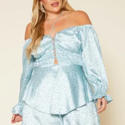 Plus Size Leopard Print Satin Romper