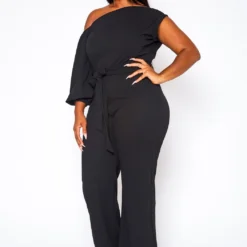 Plus Size One Sleeve Asymmetrical One Shoulder Jumpsuit -Femme Avid Sales Store 2020329 003 3