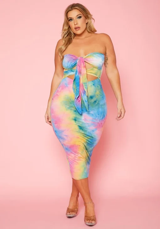 Plus Size Strapless Tie Dye Midi Dress 2 Plus Size Strapless Tie Dye Midi Dress -Femme Avid Sales Store 2020345 001 1