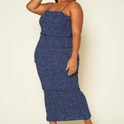 Plus Size Shirred Polka Dot Maxi Dress -Femme Avid Sales Store 2020404 001 3