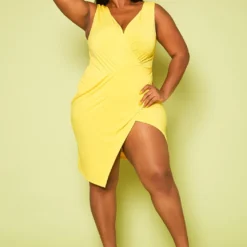 Plus Size Surplice Mini Dress