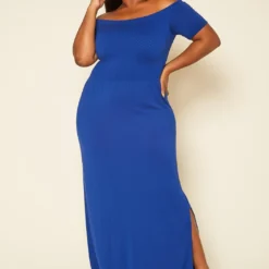 Plus Size Off Shoulder Seamless Maxi Dress