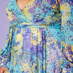 Plus Size Abstract Dots Print Chiffon Maxi Dress -Femme Avid Sales Store 2020428 001 5