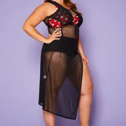 Plus Size Lace Up Sheer Tank Midi Dress Cover Up -Femme Avid Sales Store 2020429 001 3