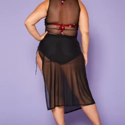 Plus Size Lace Up Sheer Tank Midi Dress Cover Up -Femme Avid Sales Store 2020429 001 4