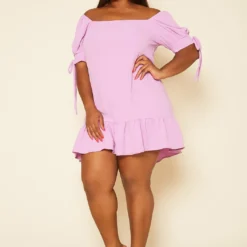 Plus Size Off Shoulder Ruffle Mini Dress -Femme Avid Sales Store 2020490 001 2